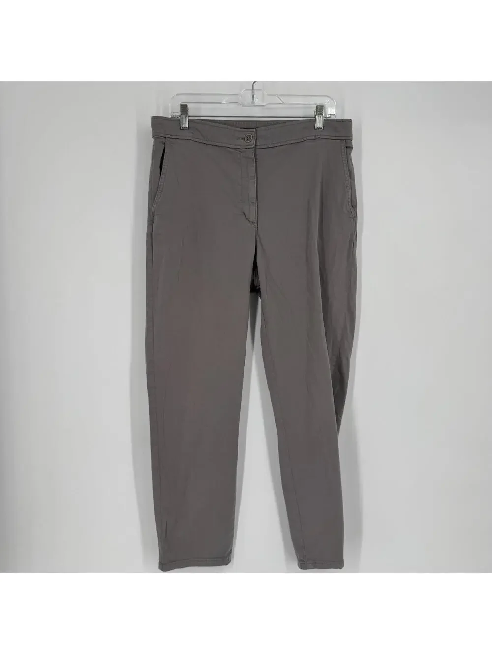 Eileen Fisher Pants 12 gray taupe organic cotton  minimalist office career